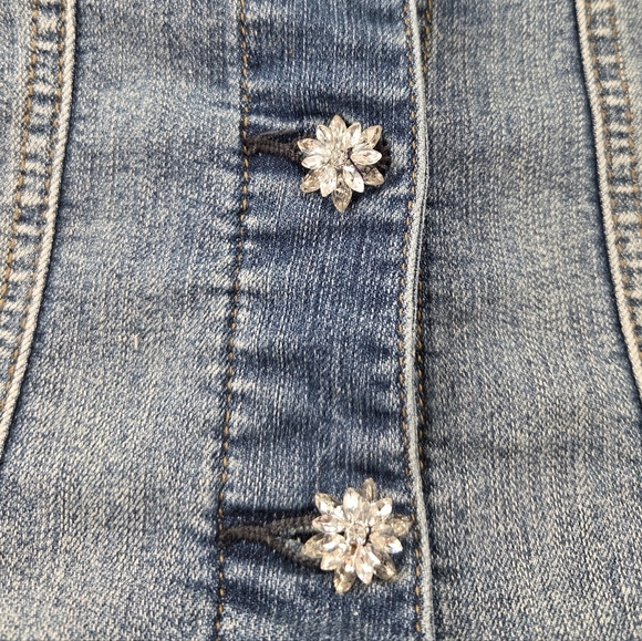 ​Love Culture Artistic Hand-Painted & Rhinestone Embellished Denim Vest - L - Picture 3 of 12